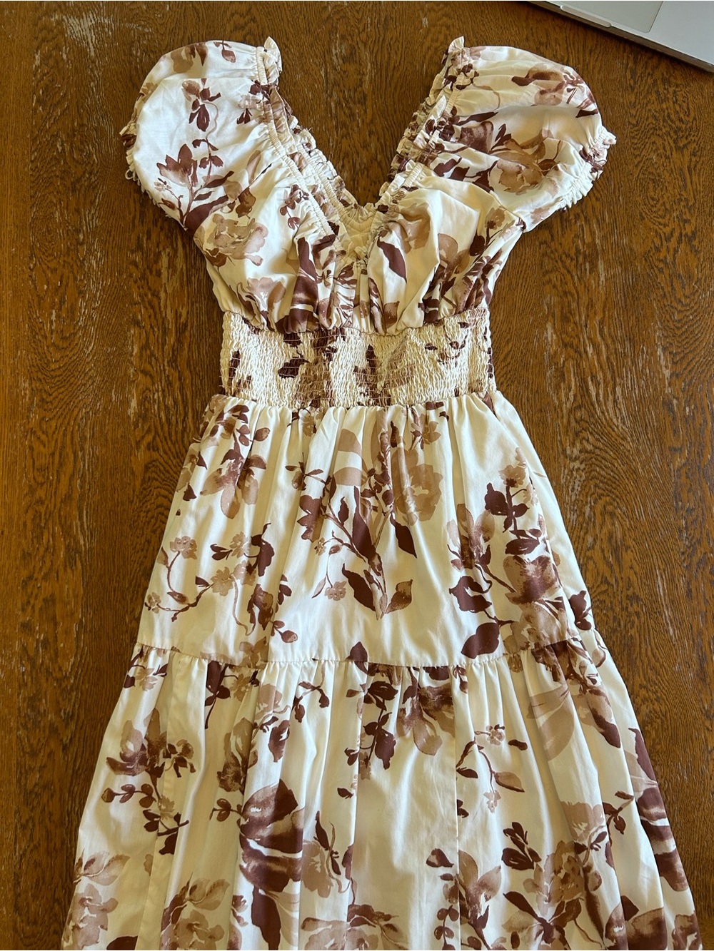 Abercrombie & Fitch Cream Maxi Dress with Brown Floral Print